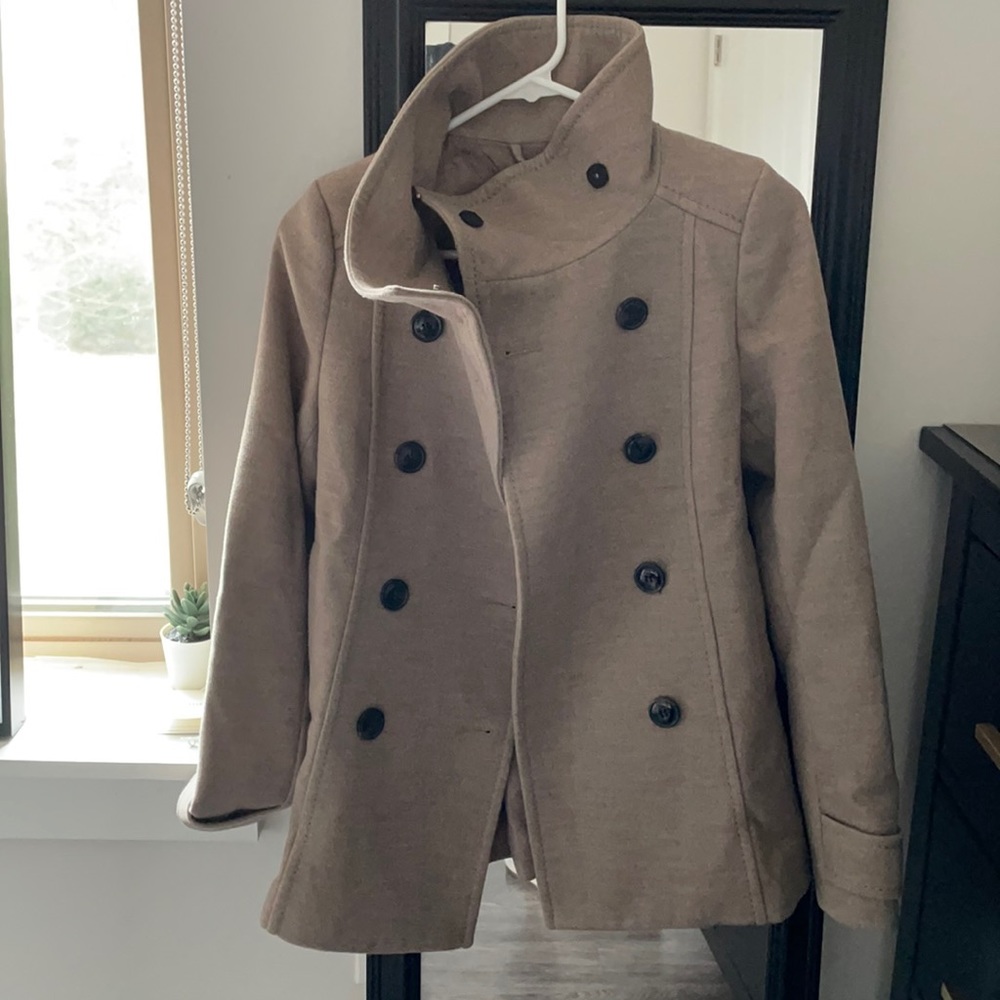 Tan peacoat